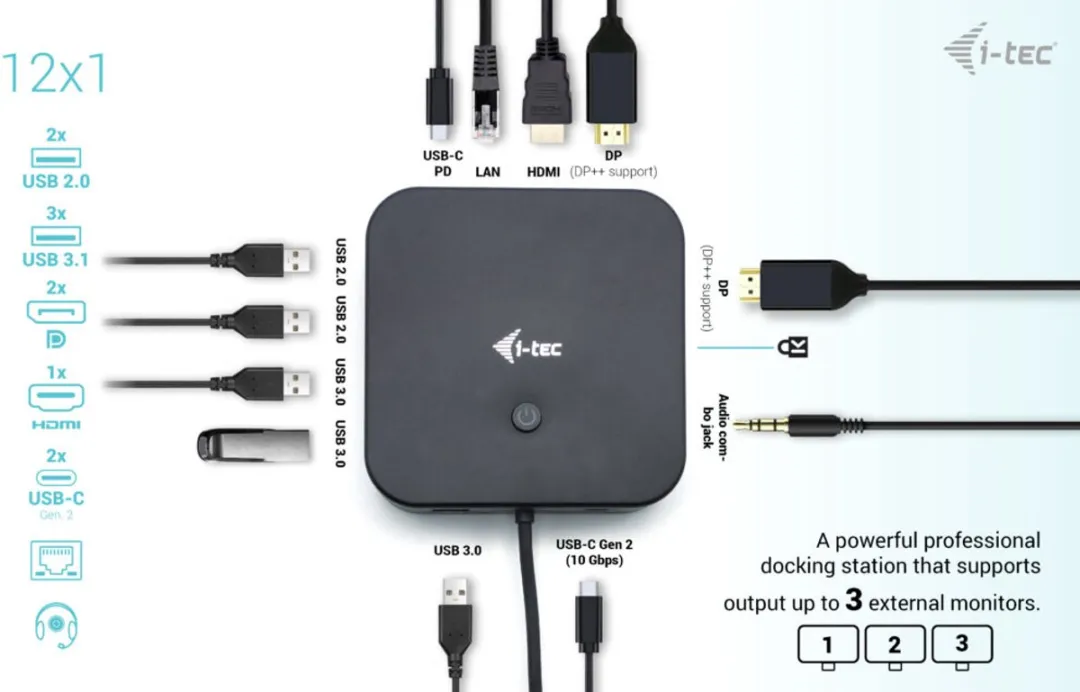 I-tec C31TRIPLE4KDOCKPDPRO USB-C Docking Station - Zwart - afbeelding 6 van 6