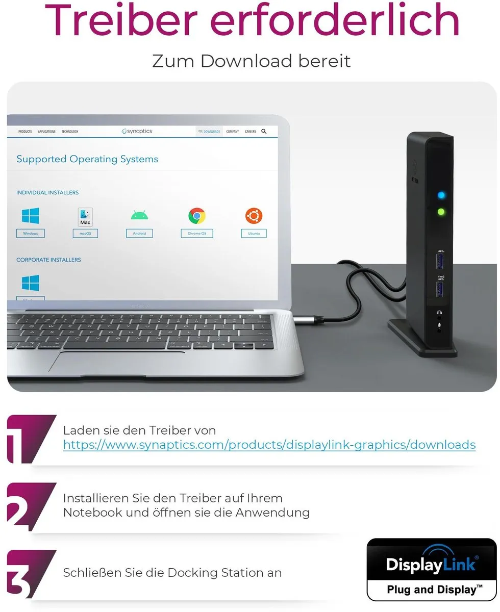 Icy Box IB-DK2241AC Multi Dockingstation - 1x Ethernet - Zwart
