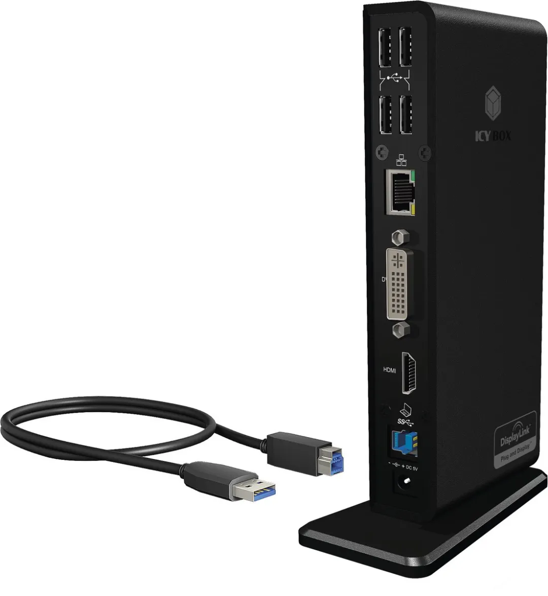 Icy Box IB-DK2241AC Multi Dockingstation - 1x Ethernet - Zwart