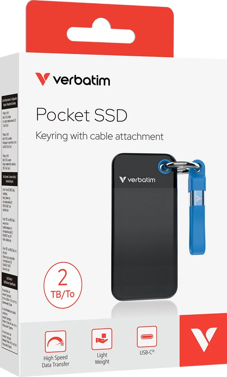 Verbatim 32195 SSD Extern 2TB USB 3.2 - Zwart/Blauw
