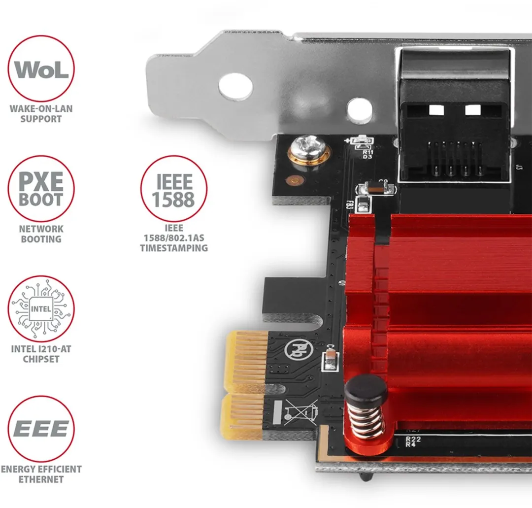 Axagon PCEE-GIX PCIe Gigabit Ethernet Adapter - Intel i210-AT