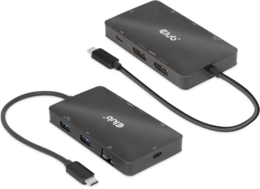 Club3D CSV-1598 USB-C Dock 7-in-1 - 2x DisplayPort 4K60Hz - Zwart