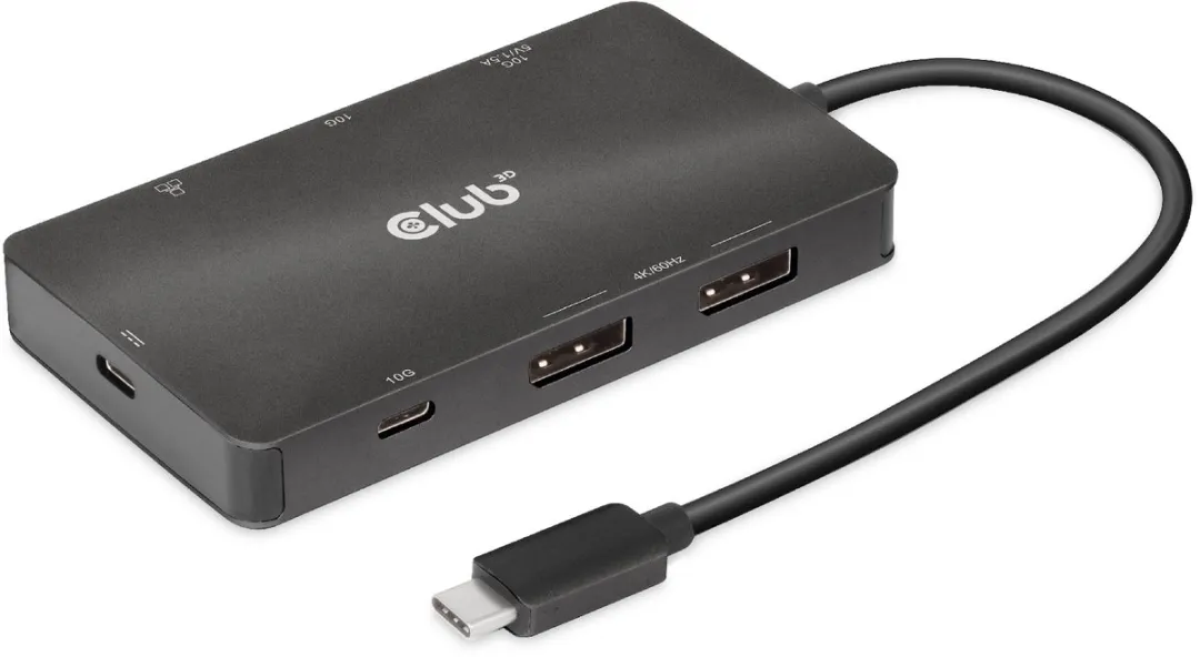 Club3D CSV-1598 USB-C Dock 7-in-1 - 2x DisplayPort 4K60Hz - Zwart