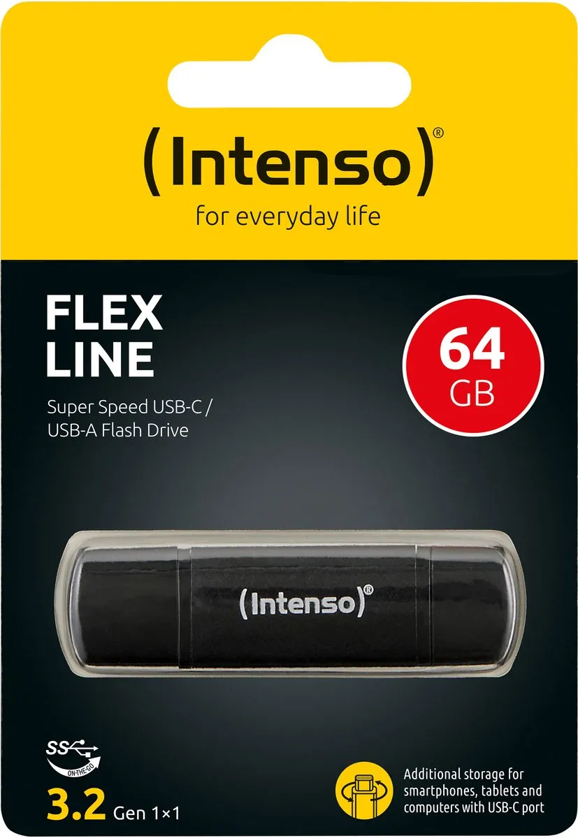 Intenso Flex Line 3544490 USB-stick 64GB - Zwart