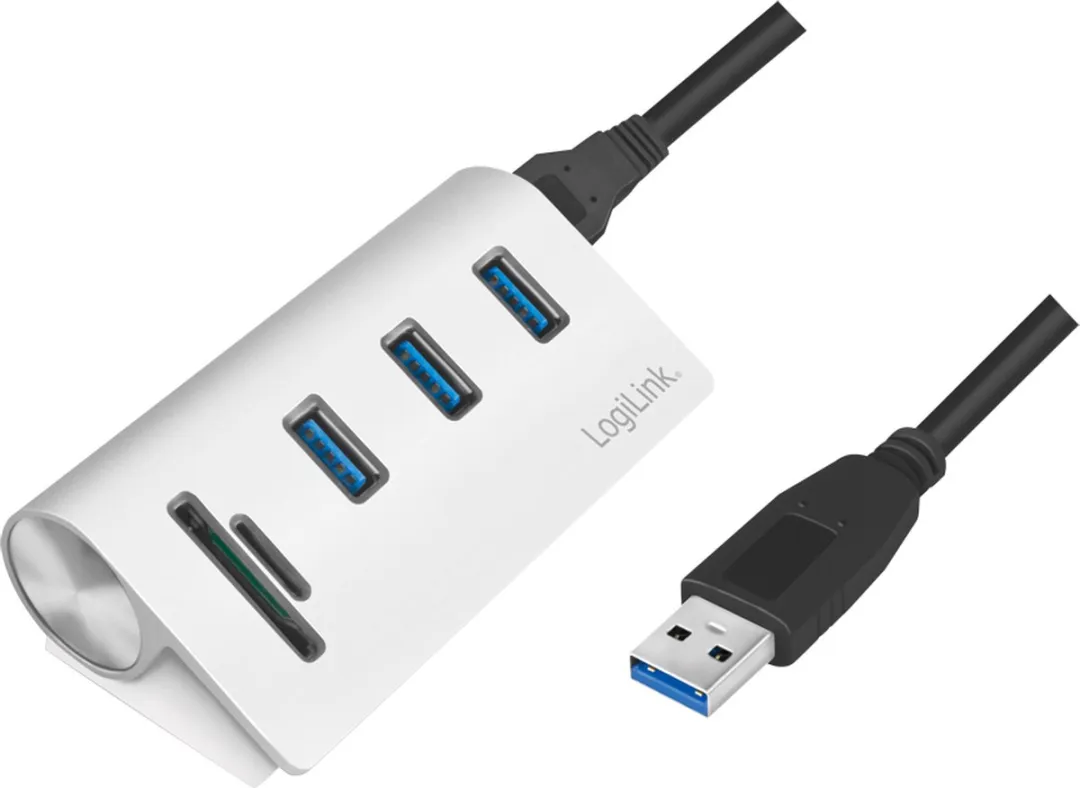 Logilink CR0045 USB 3.0 Hub 5 Poorten - SD-kaartlezer Zilver