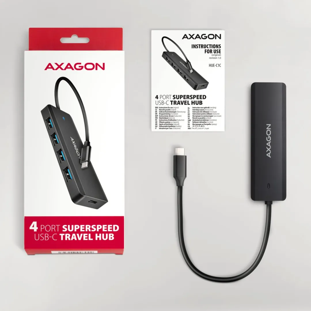 Axagon HUE-C1C Interface Hub USB-C 5Gbps - Zwart