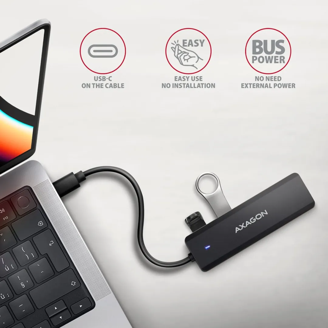 Axagon HUE-C1C Interface Hub USB-C 5Gbps - Zwart