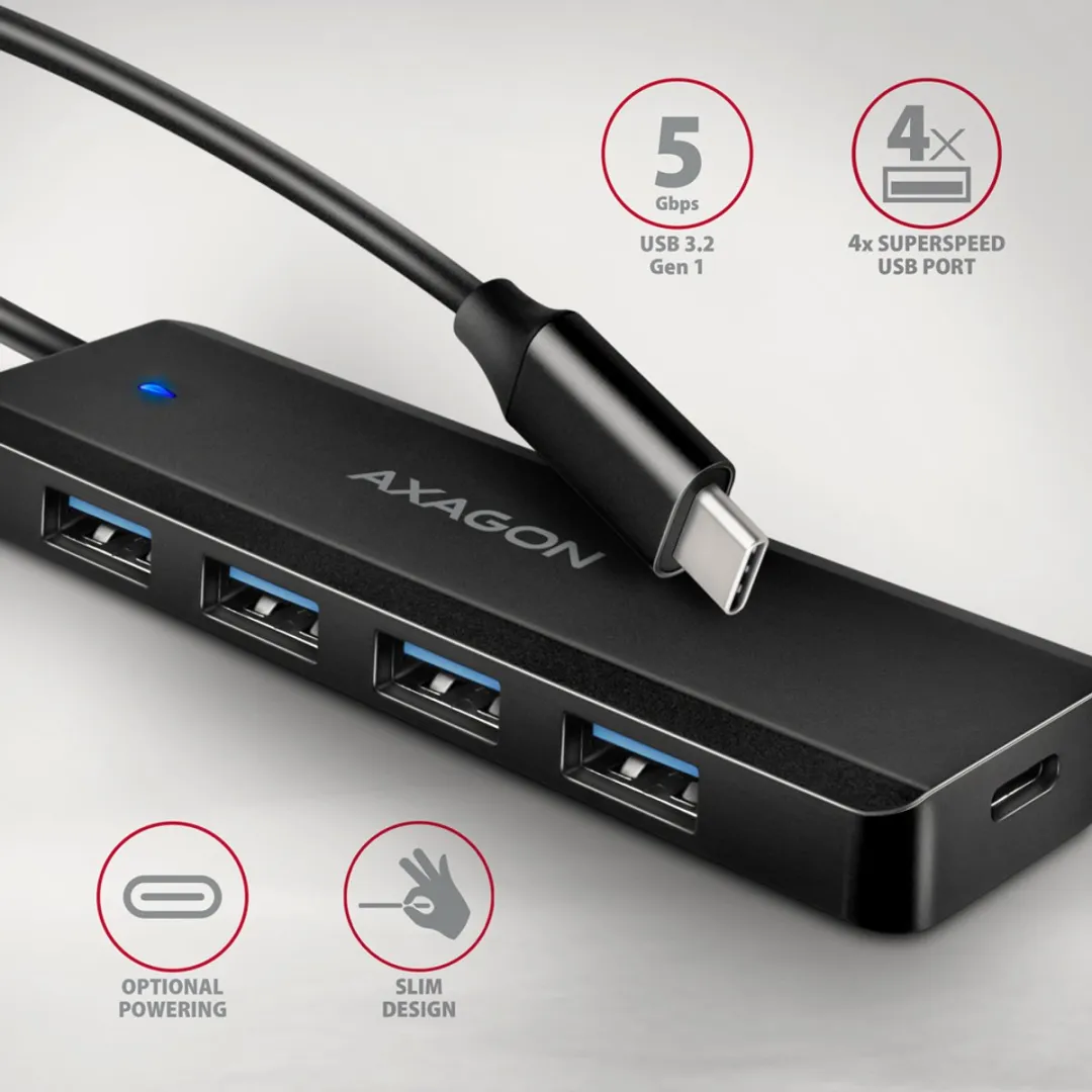Axagon HUE-C1C Interface Hub USB-C 5Gbps - Zwart