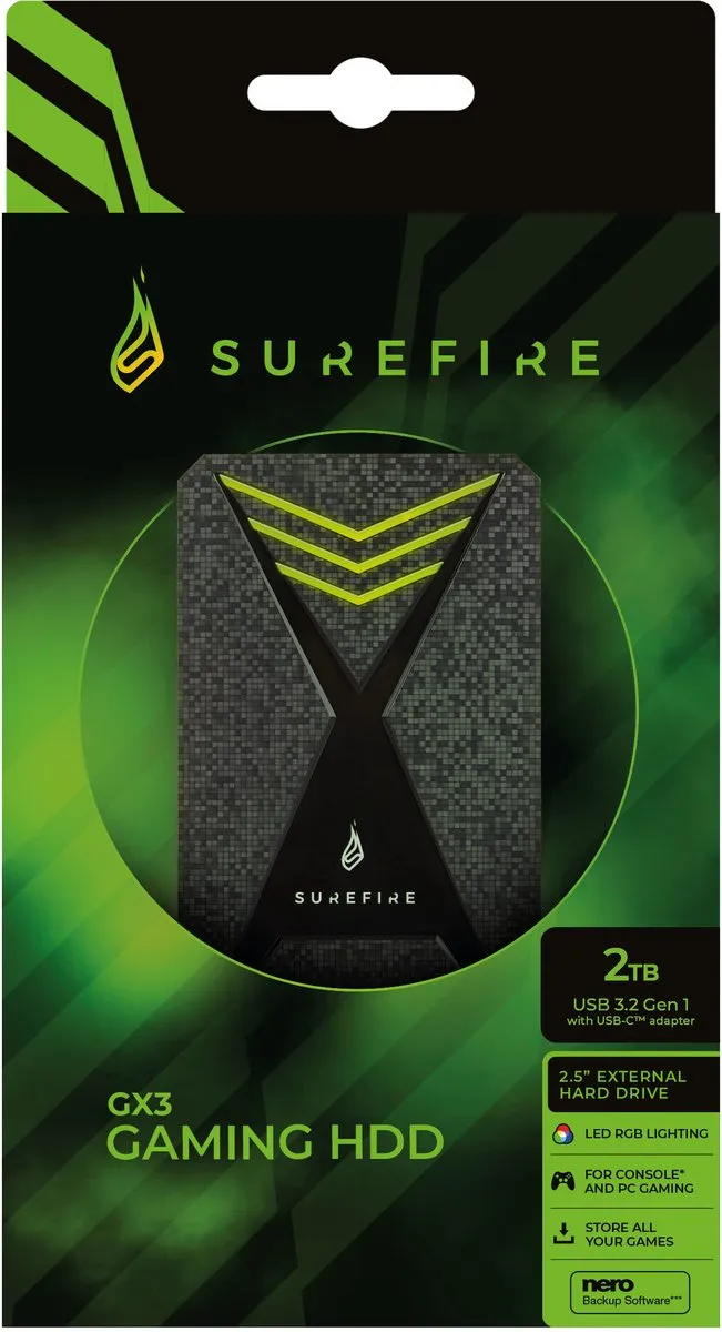 Verbatim SUREFIRE GX3 Gaming 2TB Harde Schijf - Zwart