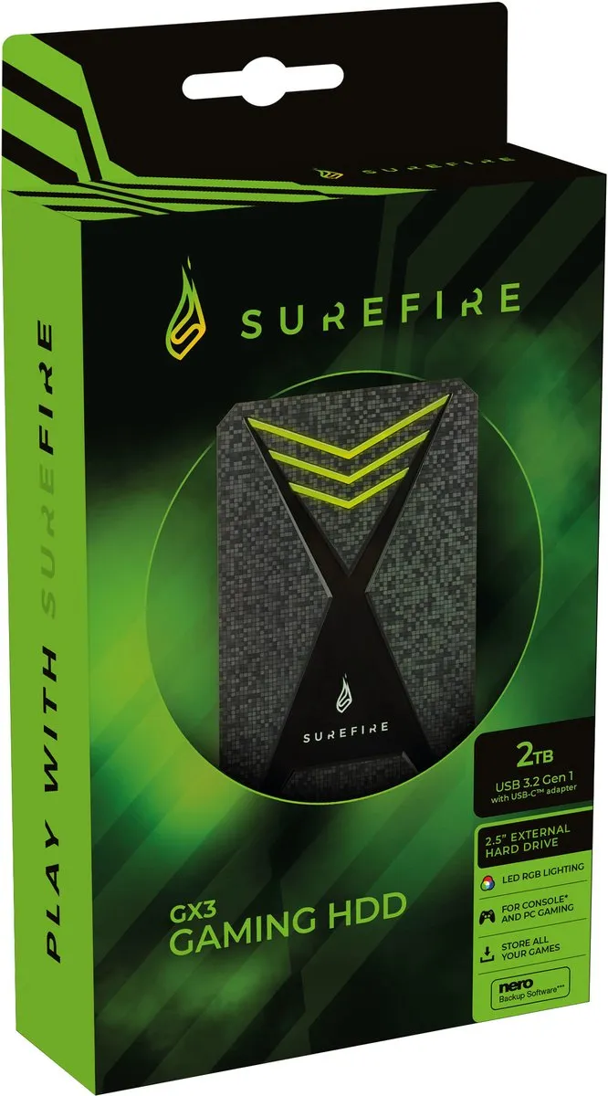 Verbatim SUREFIRE GX3 Gaming 2TB Harde Schijf - Zwart