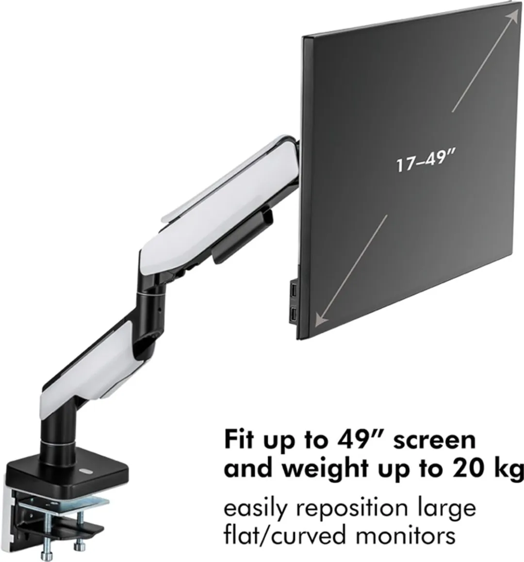 Logilink BP0162 Monitorhouder - 17-49cm Gasveer - Zwart/Wit - afbeelding 5 van 6