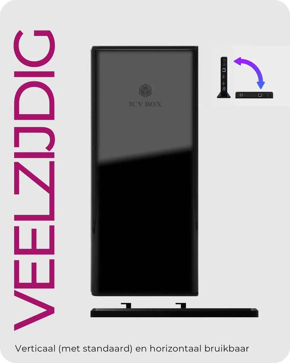 Icy Box IB-DK2251AC USB 3.0 Multi-Dockingstation - 11 Poorten Zwart