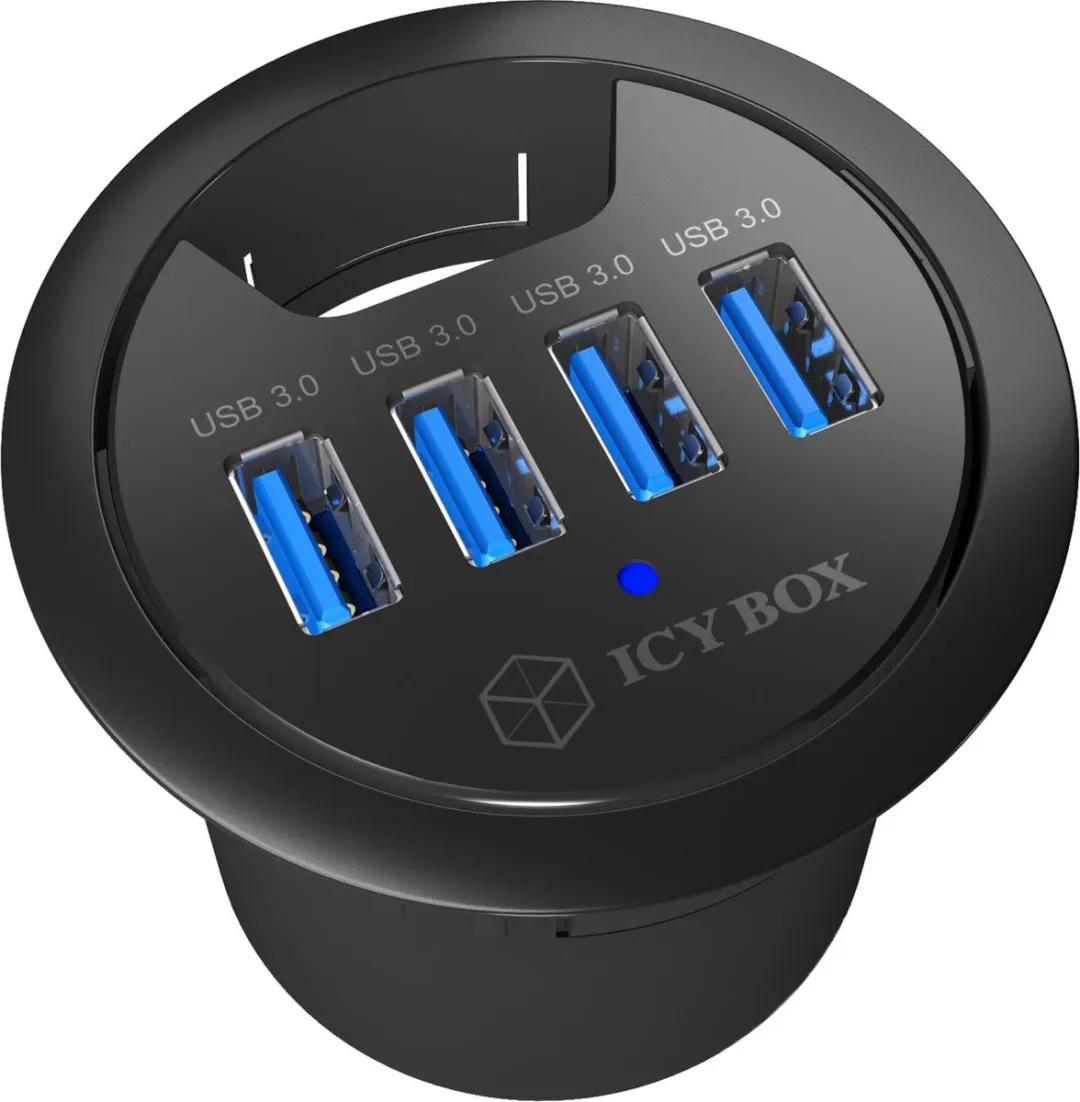 Icy Box IB-60123 USB 3.0 Hub 4 Poorten - Zwart