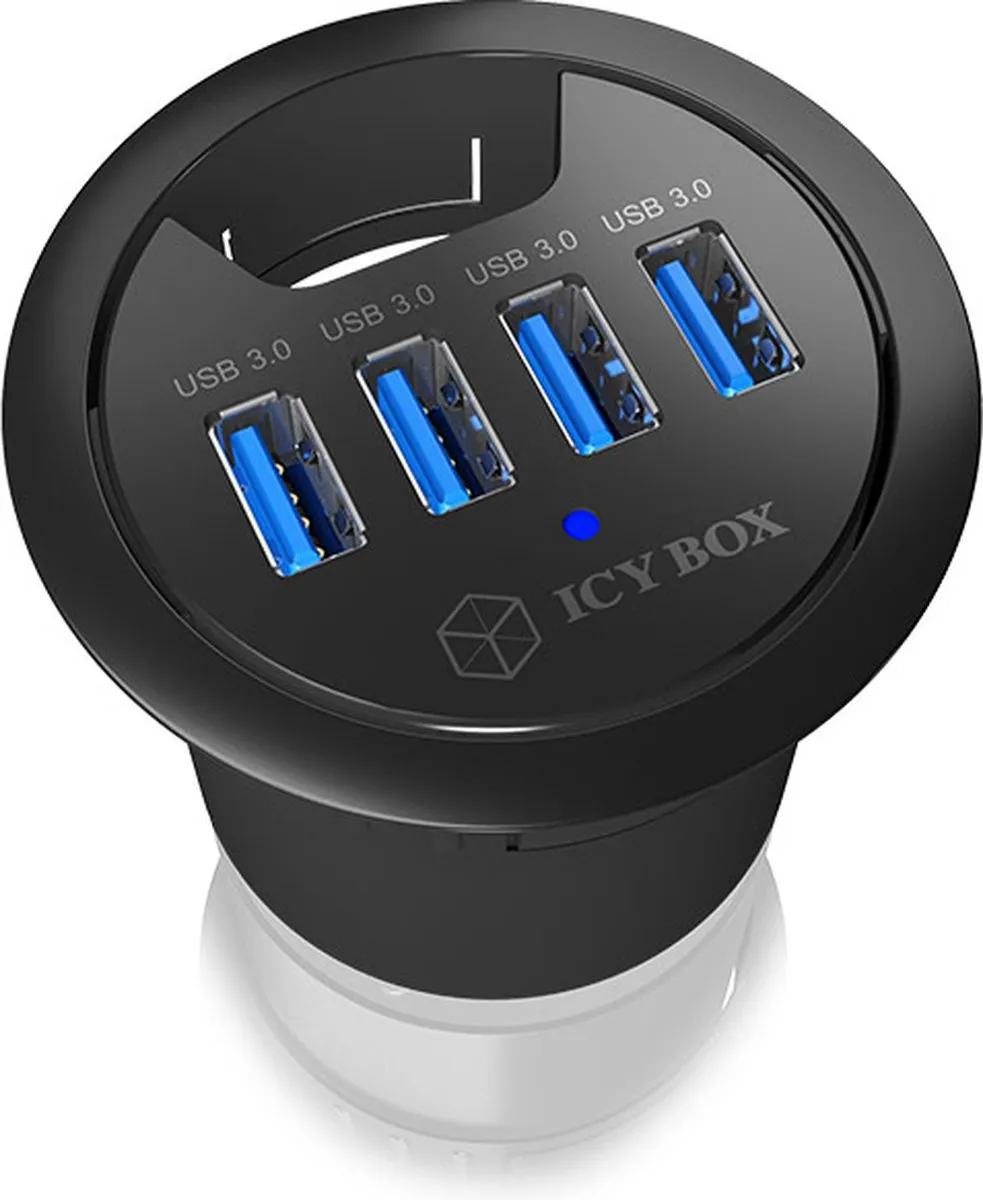 Icy Box IB-60123 USB 3.0 Hub 4 Poorten - Zwart