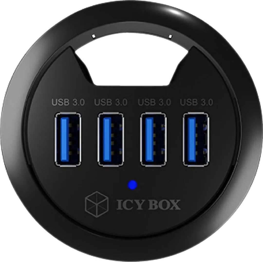 Icy Box IB-60123 USB 3.0 Hub 4 Poorten - Zwart