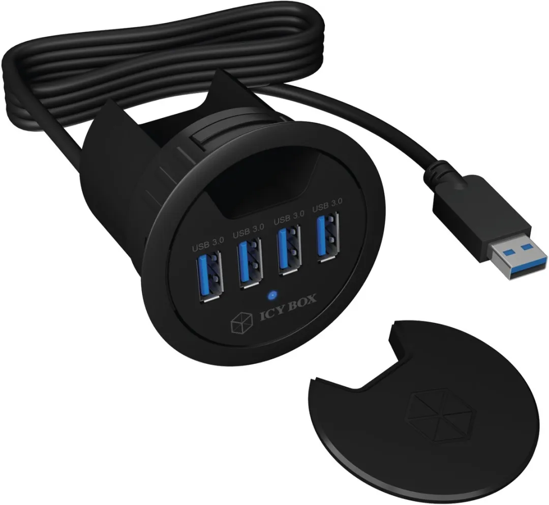 Icy Box IB-60123 USB 3.0 Hub 4 Poorten - Zwart
