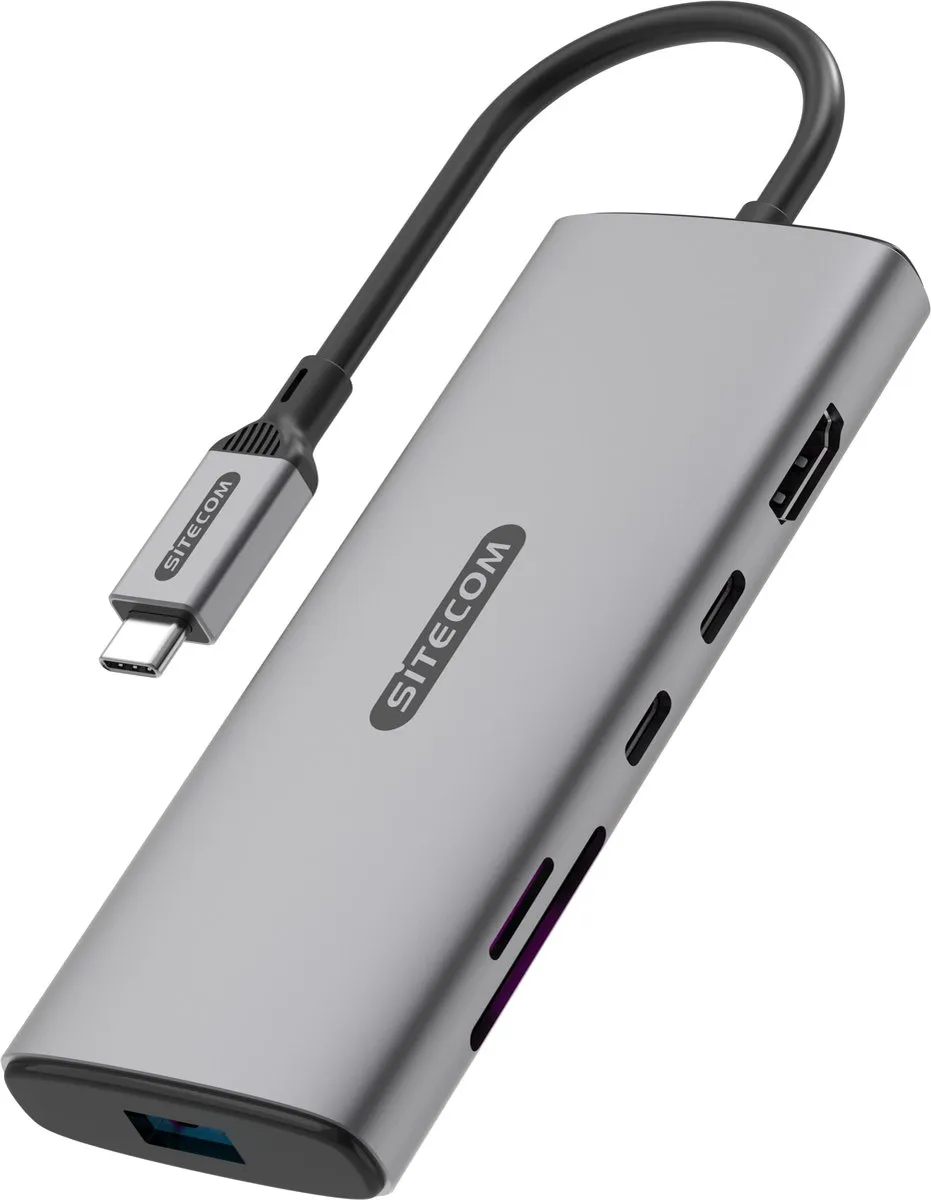Sitecom CN-5601 5-in-1 USB-C Multiport Hub - HDMI & SD/MicroSD - 10Gbps - Zilver