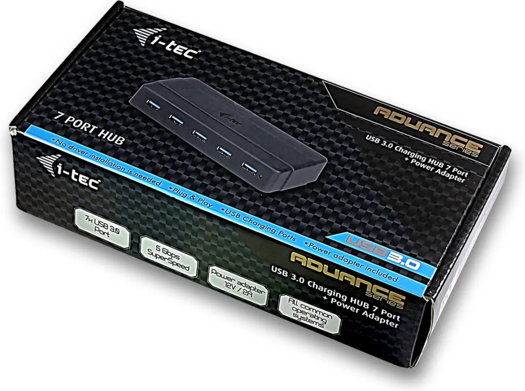 I-tec U3HUB742 USB Hub - 7 Poorten Zwart