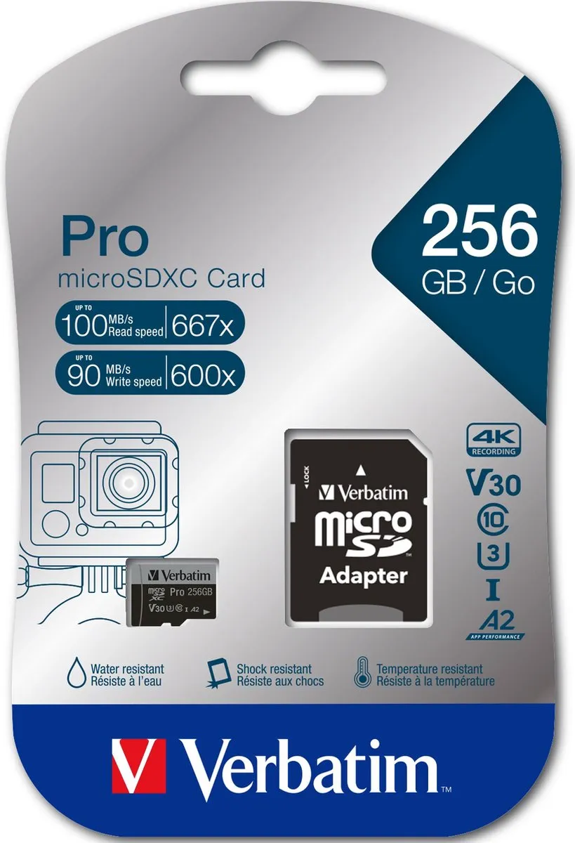 Verbatim Pro microSDXC 512GB UHS-3 A2 - Incl. SD-adapter