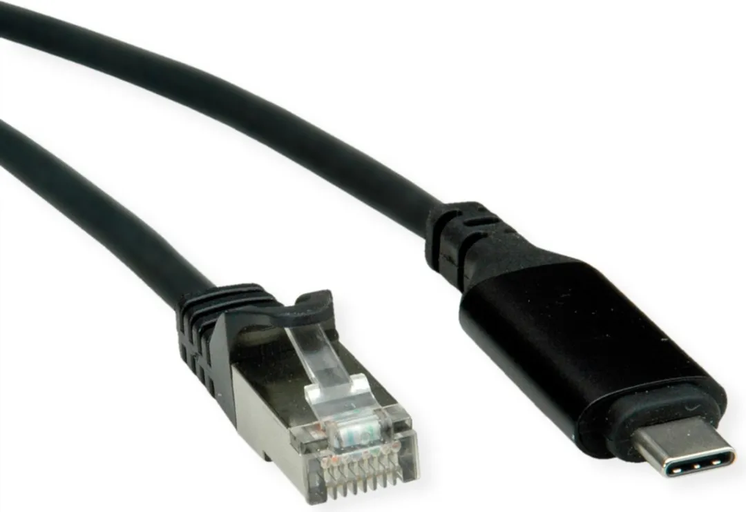 Roline USB 3.2 Gen 2 Type C naar Gigabit Ethernet-kabel 5m - Zwart - afbeelding 2 van 5