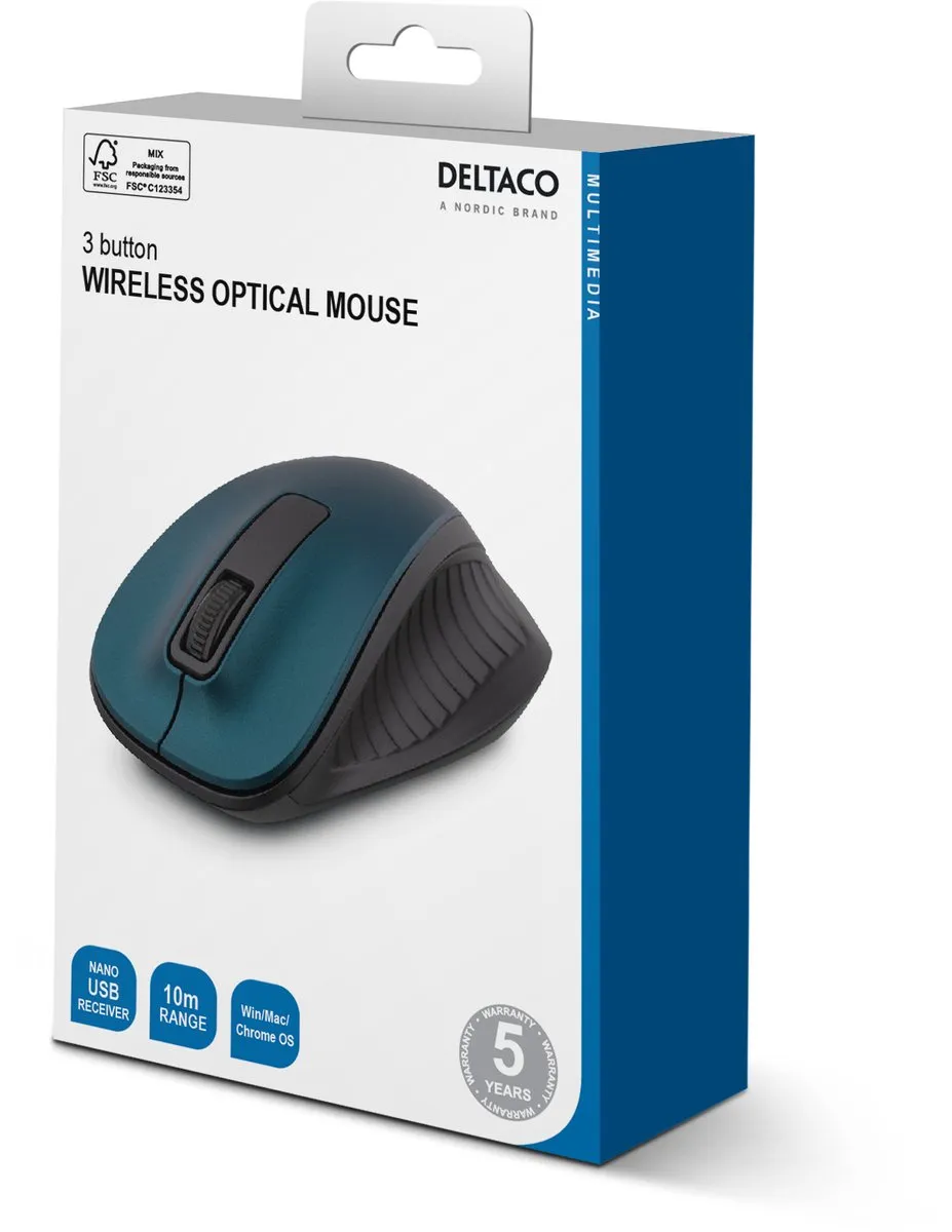 Deltaco MS-708 Gaming Muis - Draadloos - 1200 DPI - Blauw