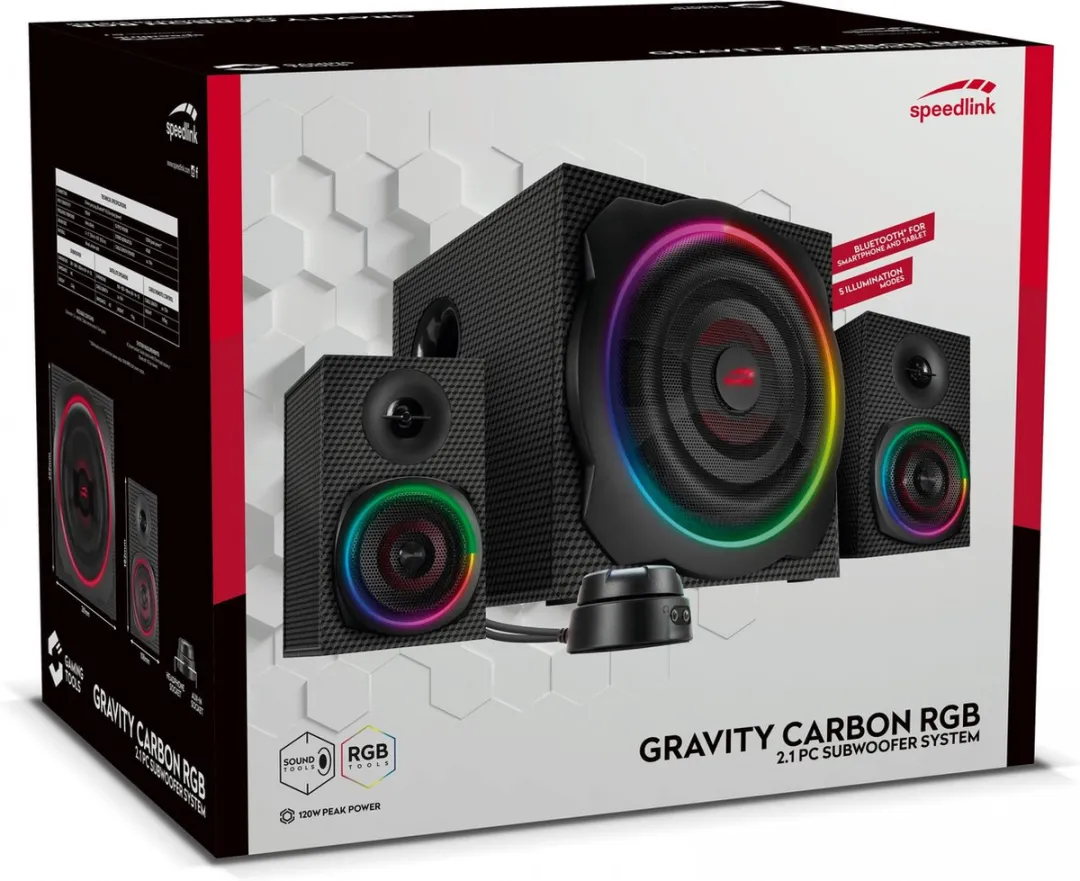 Speedlink Gravity Carbon SL-830100-BK 2.1 Speakersysteem - 120W - RGB - Zwart