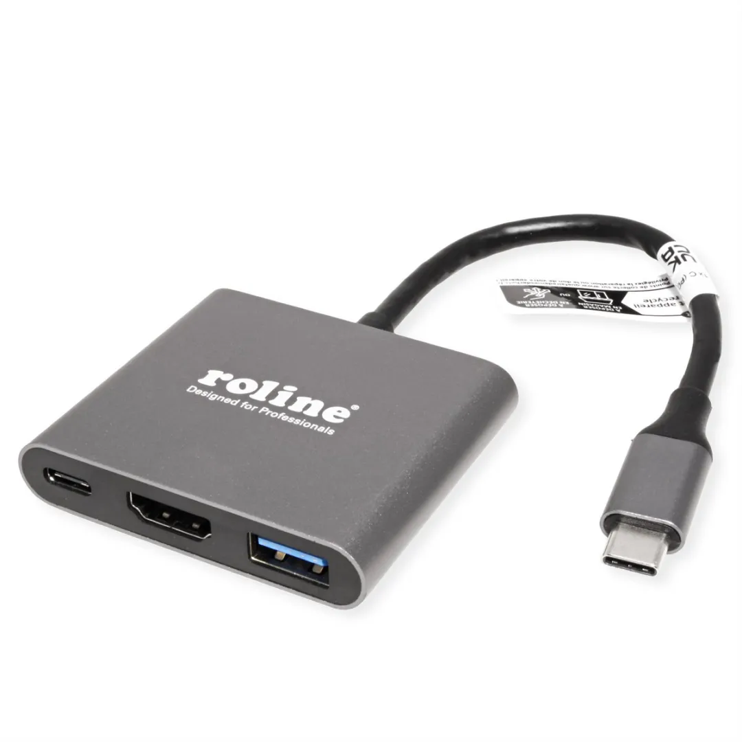 Roline 12.03.3199 USB-C naar HDMI Adapter - 4K - USB 3.2 - Zwart/Grijs