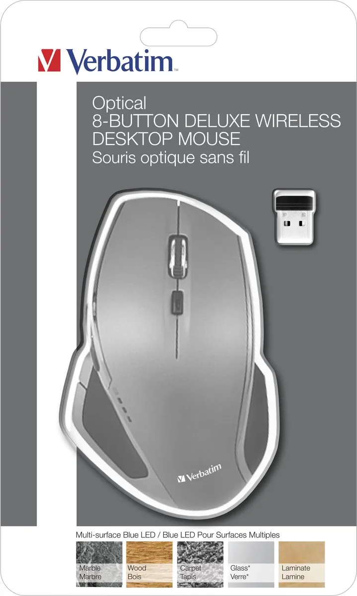 Verbatim 526591 Draadloze Muis - 8 Knoppen - Zwart/Grijs