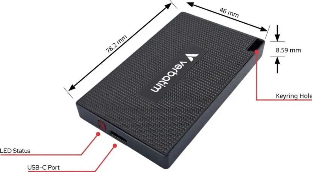 Verbatim Metal Mini 32031 SSD Extern 1TB - USB-C 3.2 - Zwart