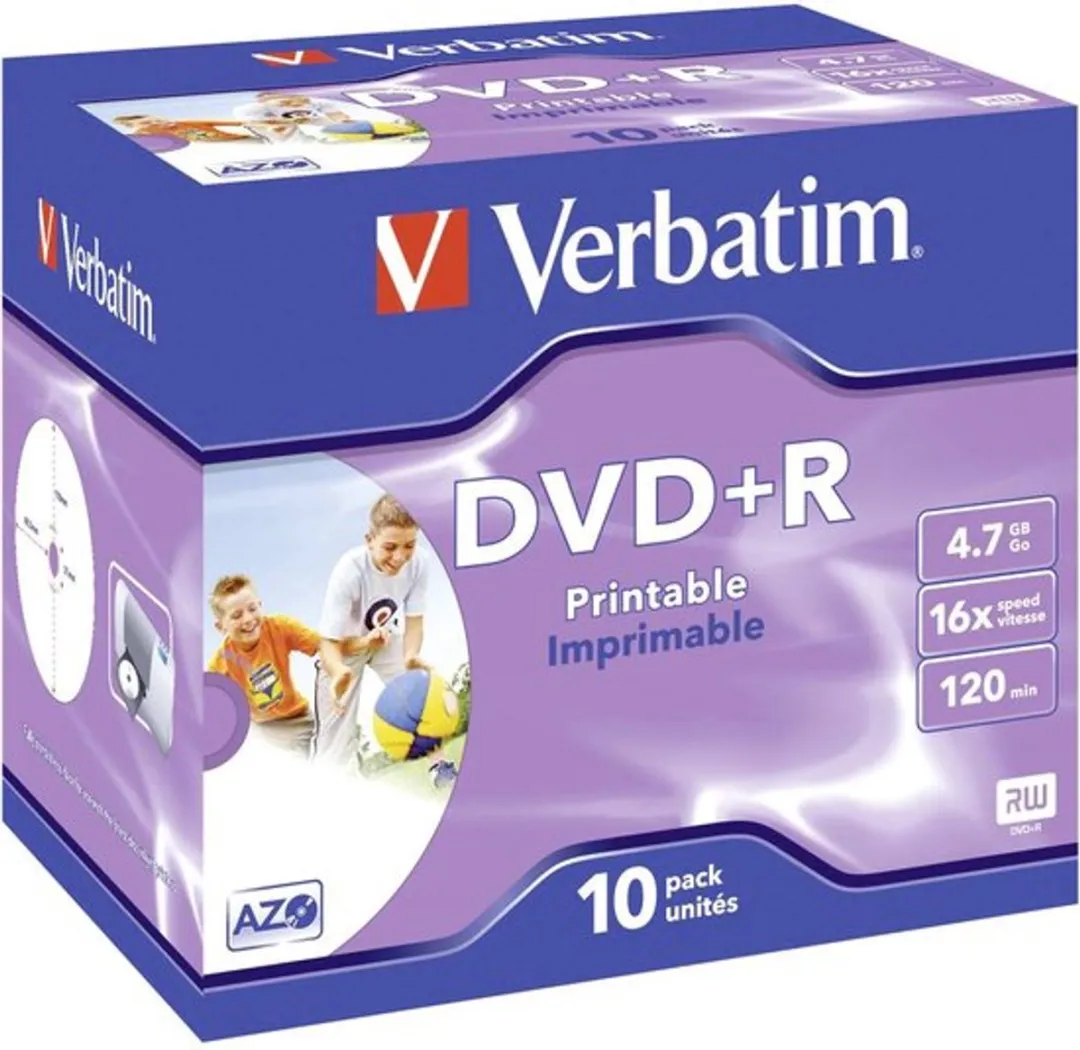 Verbatim 43508 DVD+R Wide Inkjet Printable Schijven - Kleurloos