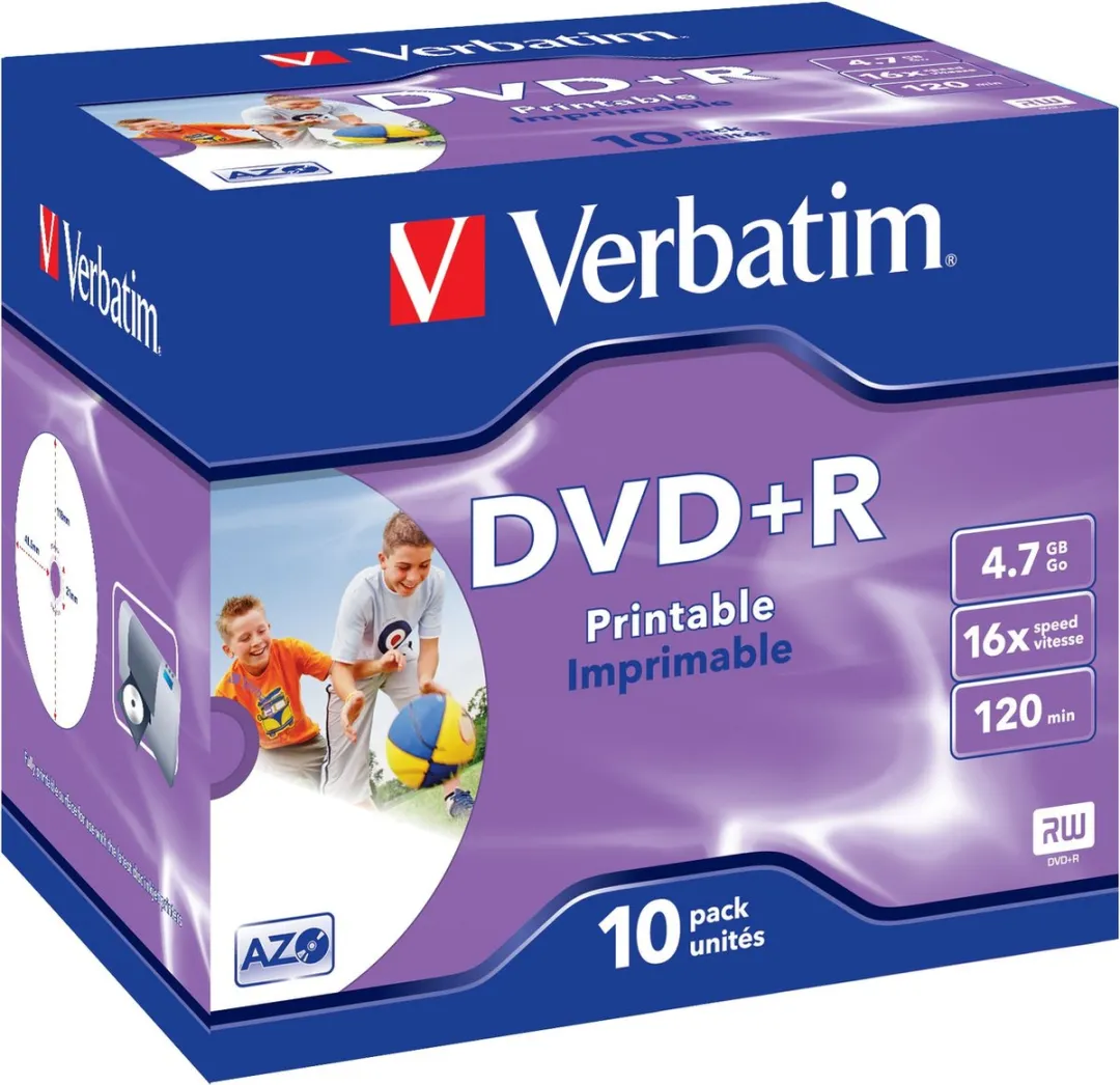 Verbatim 43508 DVD+R Wide Inkjet Printable Schijven