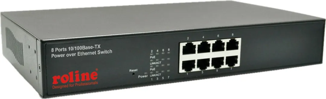 Roline 8-Poorts PoE Fast Ethernet Switch