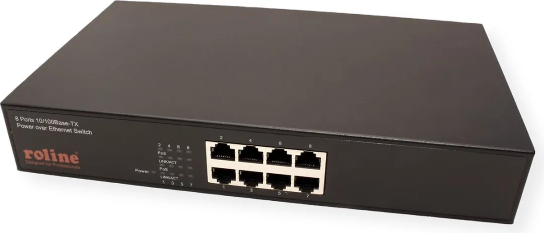 Roline 8-Poorts PoE Fast Ethernet Switch - 19" Inbouw - afbeelding 5 van 6