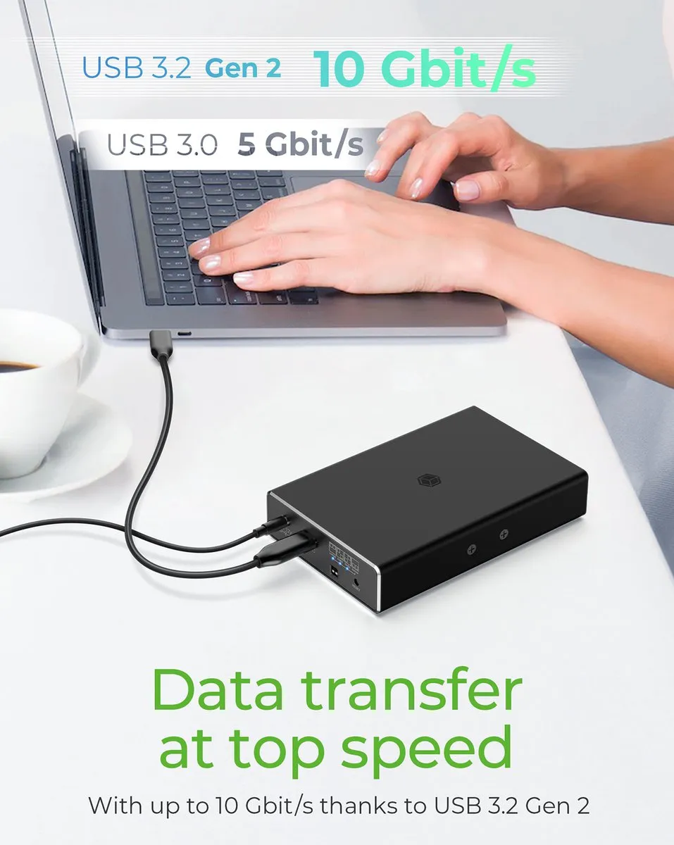 Icy Box 61028 2.5 inch HDD/SSD Behuizing - USB-C 3.2 Gen 2 - Zwart