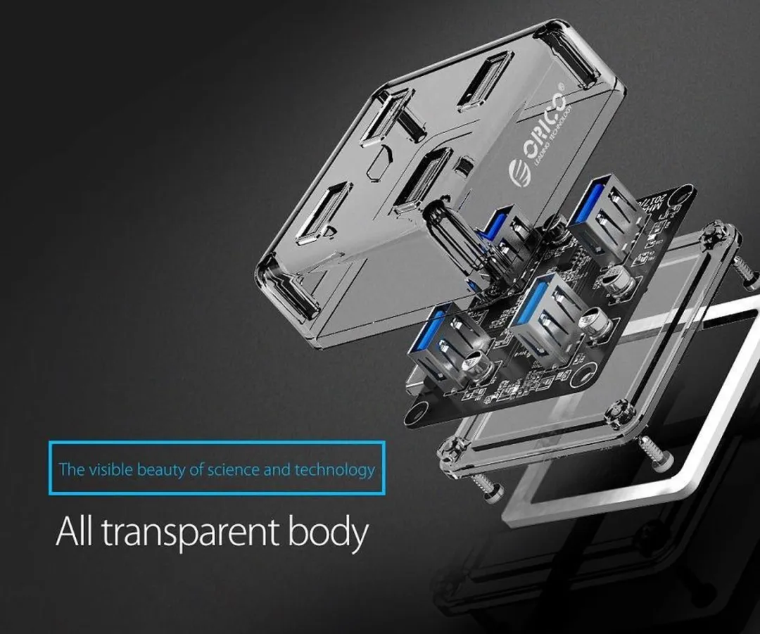 ORICO USB 3.0 Hub 4 Poorten - Transparant