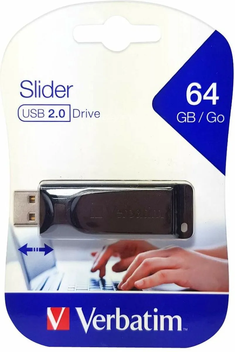 Verbatim Slider USB-stick 64GB - Zwart