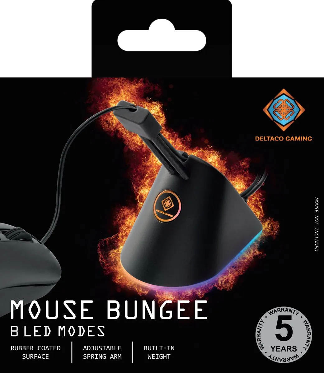 Deltaco GAM-044-RGB Muis Bungee - USB-C - RGB - Zwart - afbeelding 5 van 6