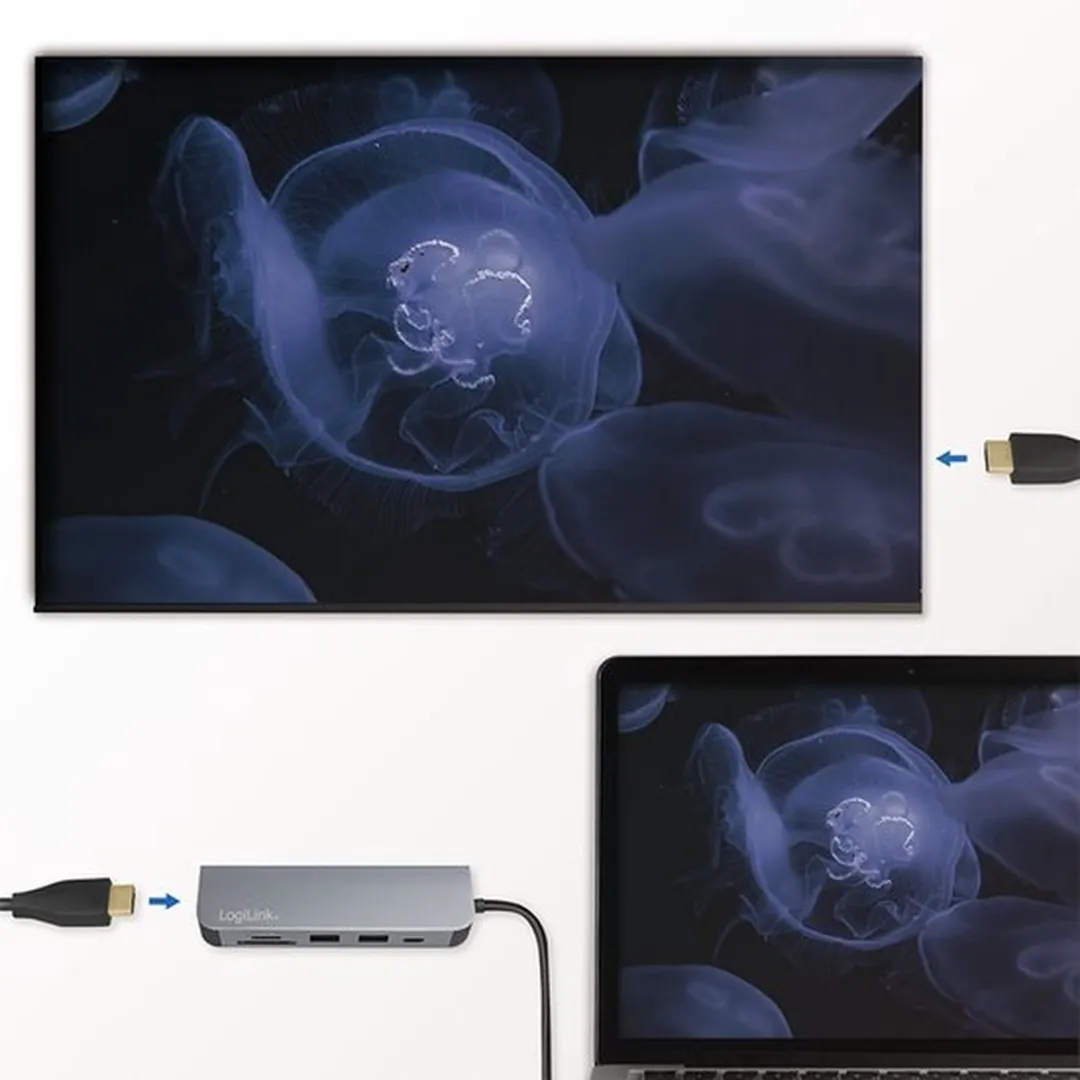 Logilink UA0343 USB-C Dockingstation - Aluminium - afbeelding 6 van 6