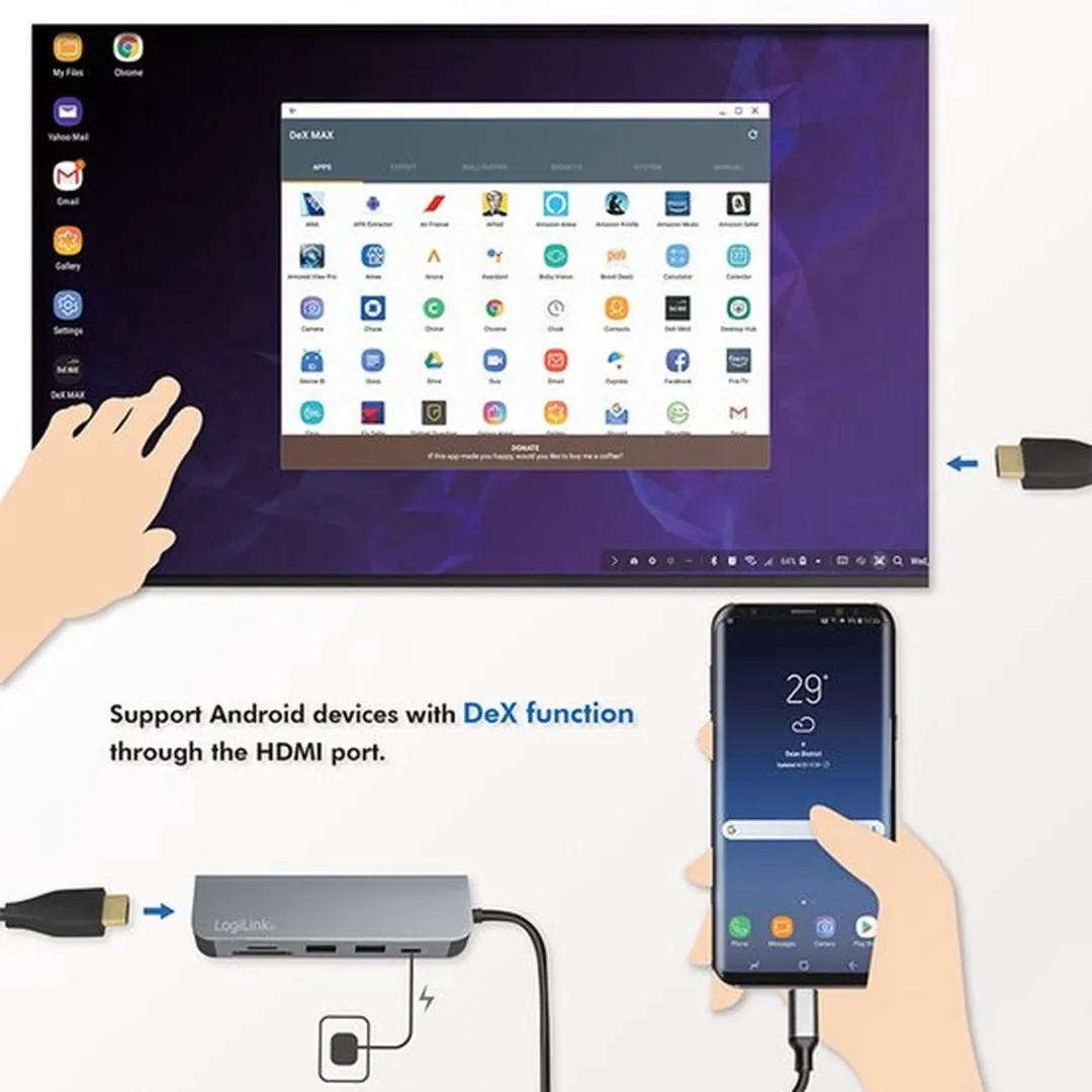 Logilink UA0343 USB-C Dockingstation - Aluminium