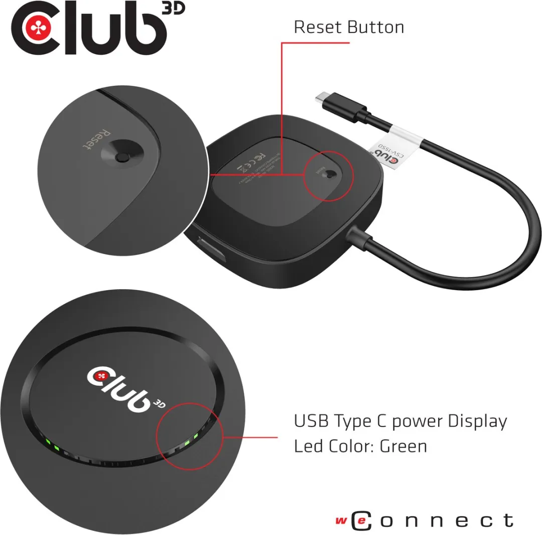 Club3D CSV-1550 USB-C MST Hub - 3x DisplayPort 1.4 - Zwart - afbeelding 3 van 6