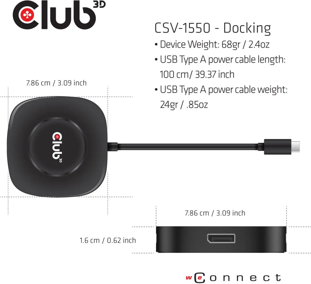 Club3D CSV-1550 USB-C MST Hub - 3x DisplayPort 1.4 - Zwart - afbeelding 4 van 6
