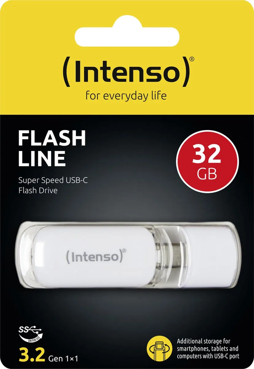 Intenso Flash Line USB-C 32GB - USB 3.2 Gen 1x1 - Wit
