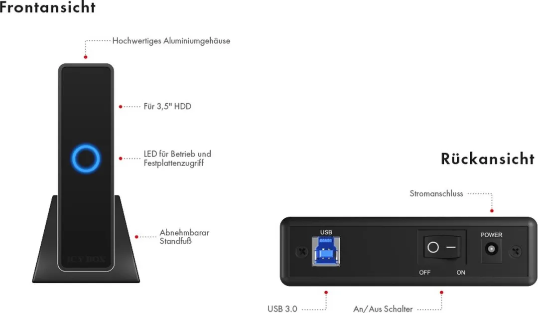 Icy Box IB-377U3 HDD-behuizing 3.5" - Zwart