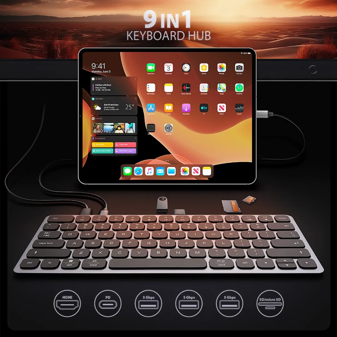 Axagon HMC-KB-US Laptop Dock - USB 3.2 Gen 1 - Grijs