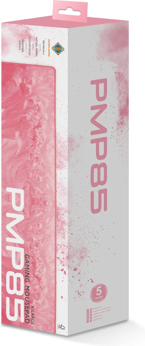 Deltaco PMP85 Antislip Gaming Muismat XL - 900x400mm - Roze