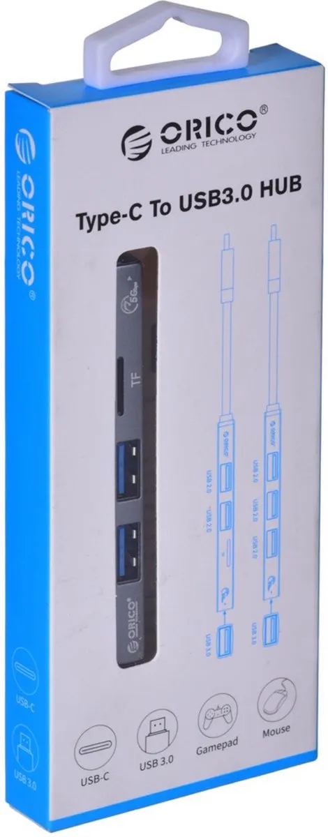 ORICO AG-12-GY-BP USB-C Hub - 3x USB-A + MicroSD - 5Gbps - Grijs