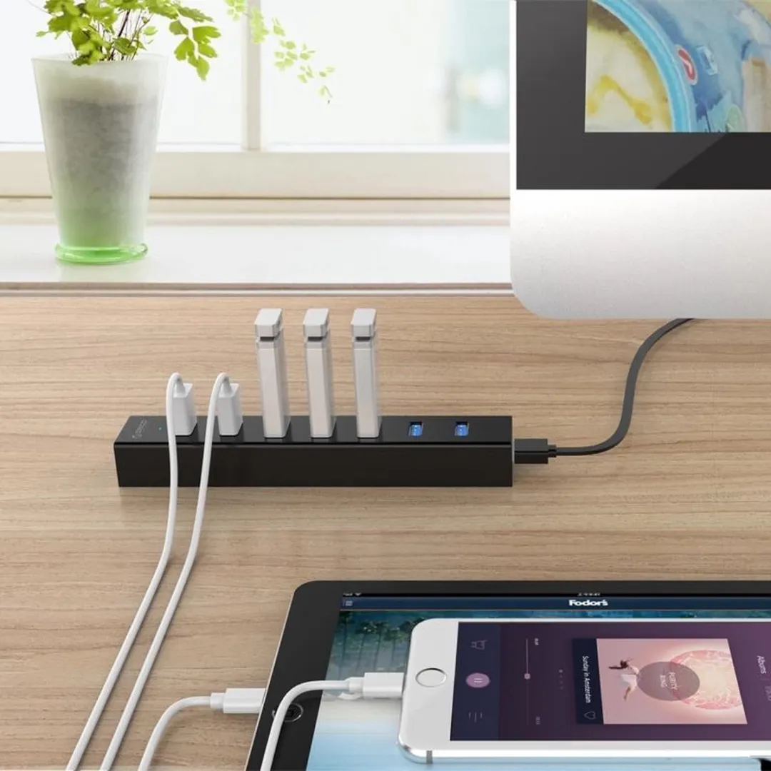 ORICO ORI-H7013-U3-V1-BK USB 3.0 Hub 7 Poorten - Mat Zwart - afbeelding 6 van 6