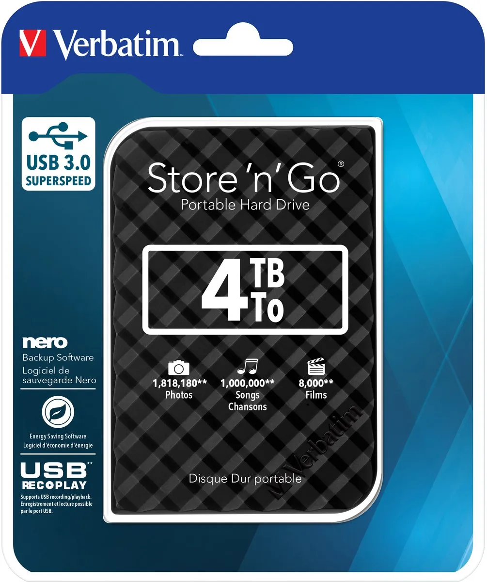 Verbatim Store n Go 2,5" 4TB - Zwart