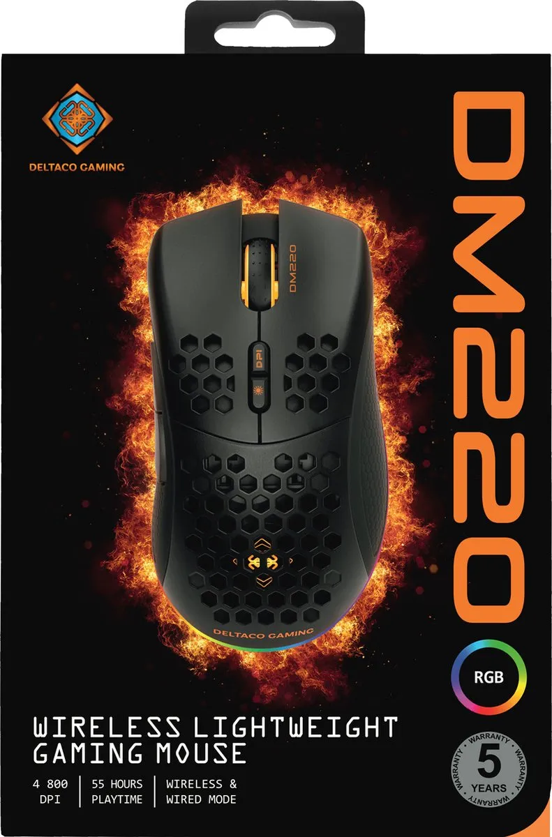 Deltaco DM220 GAM-120 Gaming Muis - 6400 DPI - Zwart