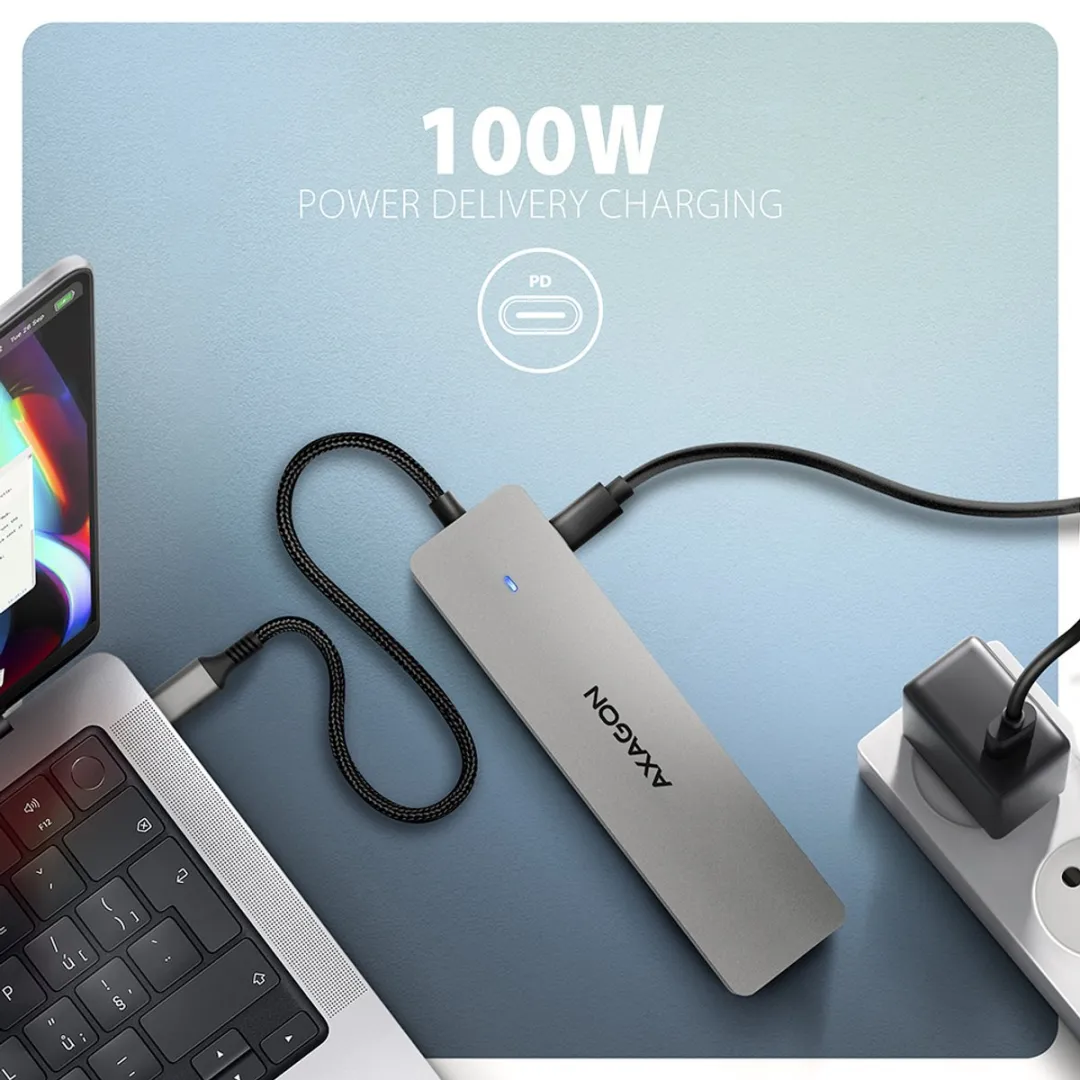 Axagon HMC-7HX2 Poortreplicator - USB 3.2 Gen 1 - Grijs